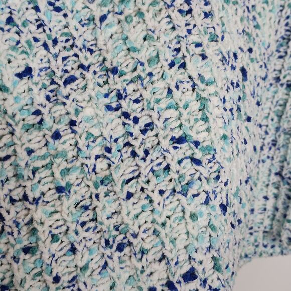 Pink Rose Ivory/ Teal Blue Chunky Knit Sweater Sz XL- NWT - Picture 5 of 15